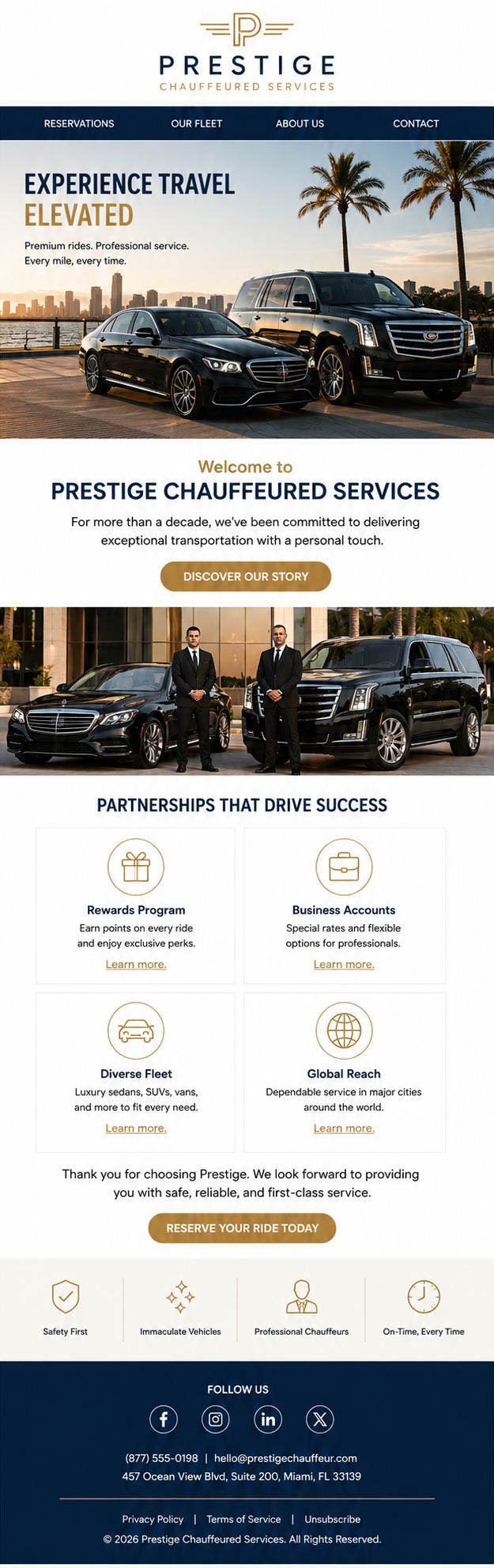 Prestige Chauffeured — Brand welcome