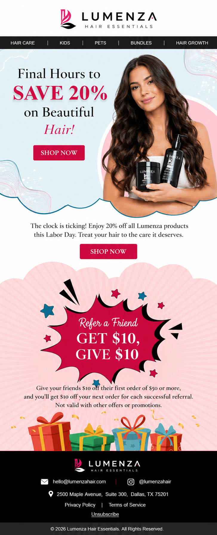 Lumenza Hair Essentials — Labor Day + referral